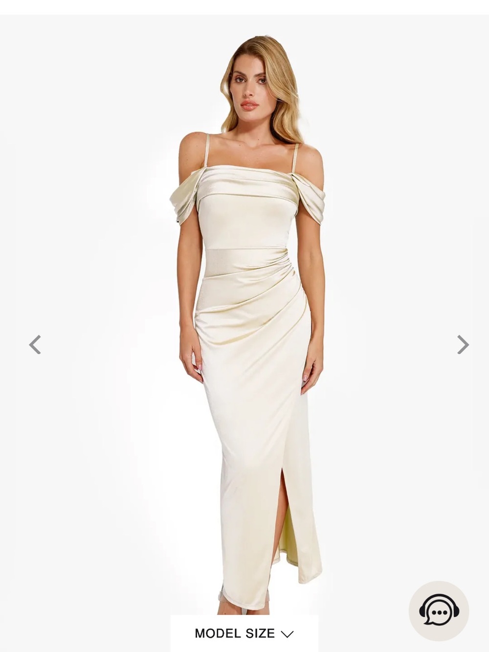 NWT Popilush Shapewear Off Shoulder Shine Ruched Sculpting Maxi Dress- white XL